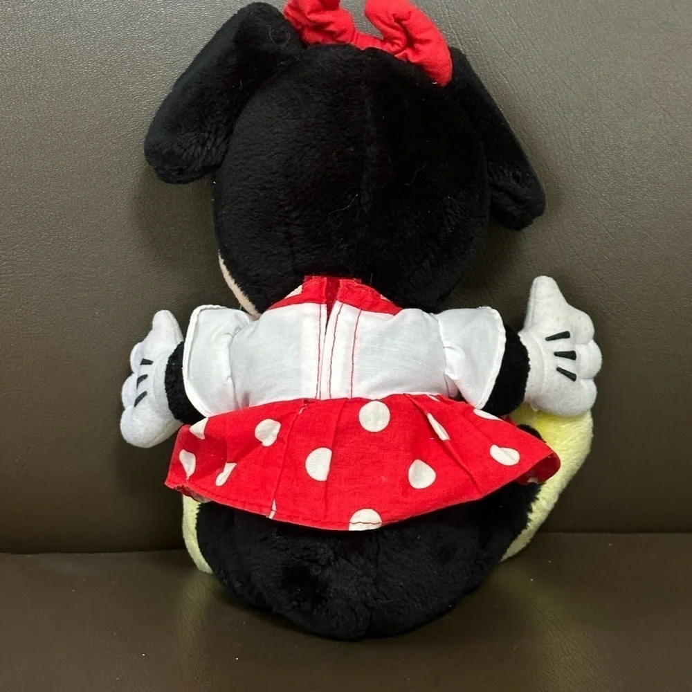 Vintage Disney Parks Minnie Mouse Plush Doll 12” Red Polka Dot Dress Disneyland